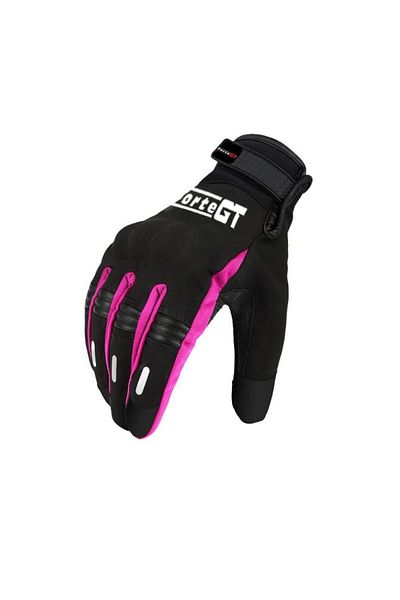 Forte GT 07 Women's Waterproof Reflective Softshel Motorcycle Gloves Black Pink Size XS