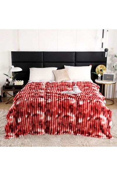 trendyhome Premium cocolino blanket, 200x230 cm, Red/White, Spots, J14491