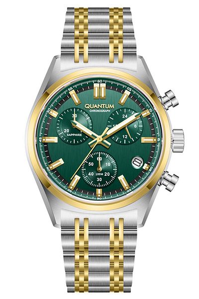 Quantum Pwg1209.270 Chronograph All Functions Active 10 Atm Water Resistant Steel Case Steel Cord