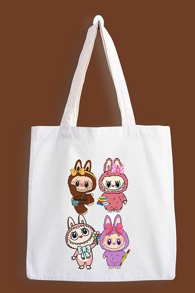 designedfy Labubu 3 Waterproof Printed Cloth Bag, Tote Bag