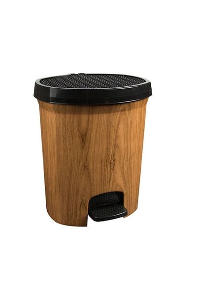 OEM Plastic Trash Can with Pedal, 5.5 Liters, Myhomes, Brown/Black