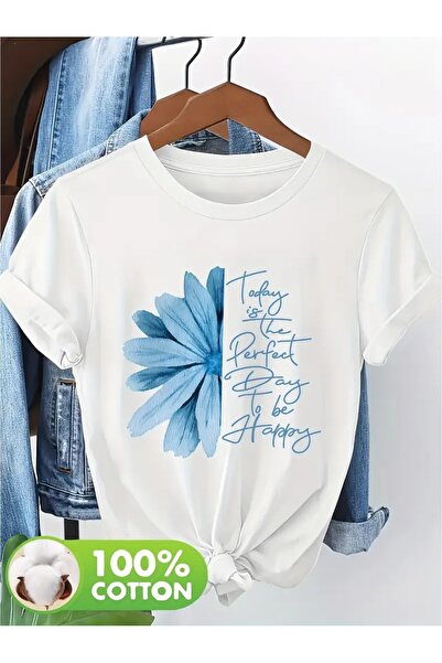 CLASİVA منتج الموسم الجديد تي شيرت نسائي ذو تصميم عصري مطبوع حسب الطلب برقبة ...