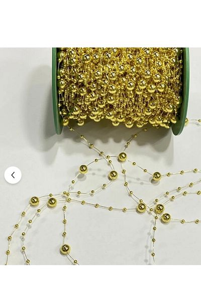 BEİLYS COSMETİCS & ACCESSORY 10 Meters Gold Thread Ribbon Pearl Bundle Wedding Dress Outfit Party Ornament