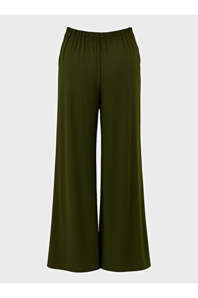 ALİA Viscose Fabric Comfortable Fit Plus Size Trousers - Khaki-