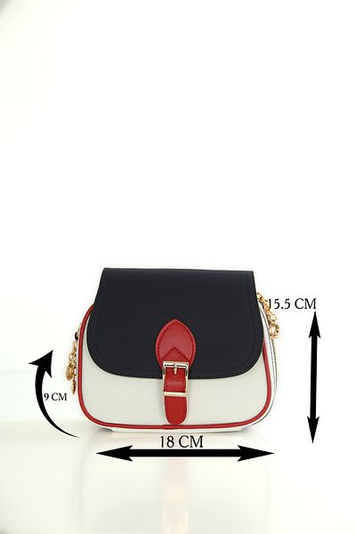 byFOX Fashion Mini Size Cover Detailed Three-Compartment Lcst Leather Look Crossbody Bag Width: 20cm Length: 16cm Bottom: 8cm