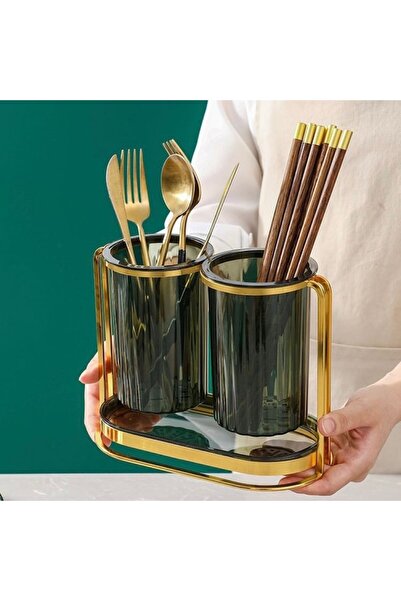 OEM Cutlery drainer with two compartments, MD@, made of metal and plastic, Gold