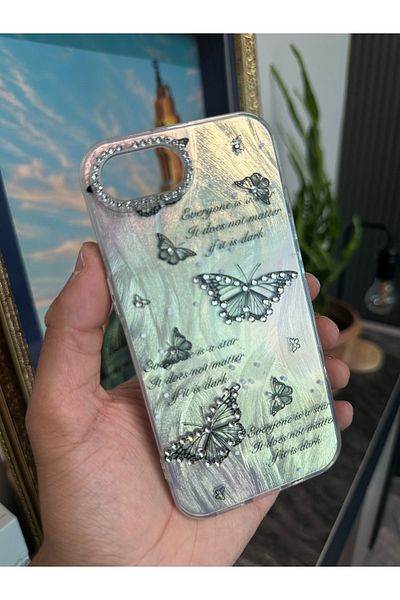 m.tk moveteck حافظة لهاتف iPhone 16E بإطار كاميرا وخلفية هولوغرام ثلاثية الأبعاد ونمط عاكس للضوء