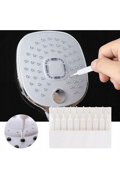 Aptel Set of 10 shower cleaning brushes, plastic, white, 10x7x1 cm