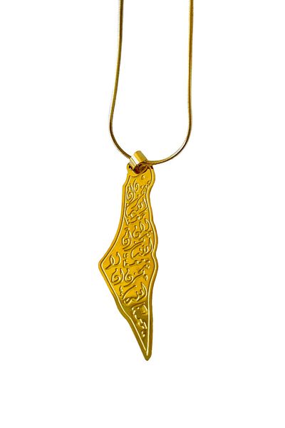 Zaytoon Palestine Map Inside "Lord Don'T Forsake Us" Stainless Chain Unisex Necklace 44cm J300015