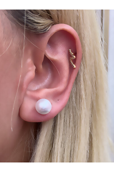 Hicrans Takı İSTER BÜYÜK İNCİ İSTER KÜÇÜK İNCİ KULLANILABİLİR GOLD DETAYLI ÇELİK İNCİ KÜPE