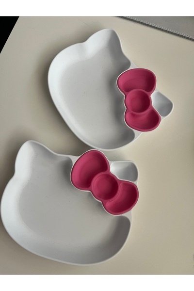 Gonulella Hello Kitty Plastik 3D Çocuk Yemek Kahvaltı Tabağı ,Takı Tabağı , Organizer 1 Adet 14x17 Cm