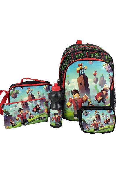 Roco Blox 5-in-1 Value Set Backpack with Accessory – 16/17 Inch School Combo for Kids