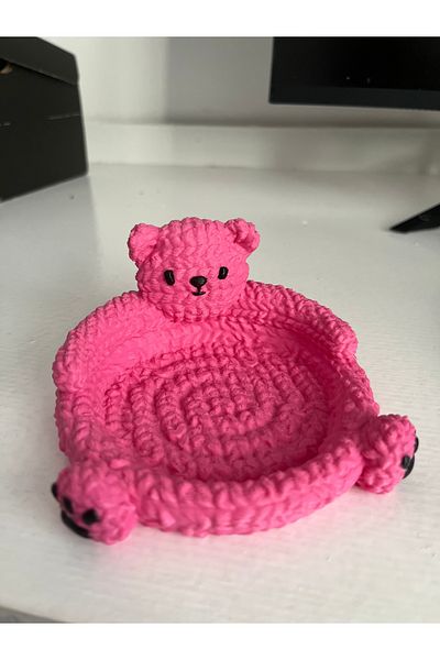 Gonulella 3D Knitted Teddy Bear Coaster (1 Piece Pink)
