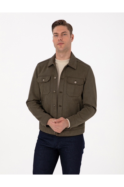 Pierre Cardin سترة جلدية كاكي 50318156-790