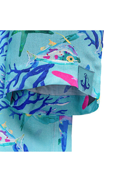 ANEMOSS Сорочка для чоловіків з візерунком акваріуму, 100% віскоза, м'яка дихаюча тканина