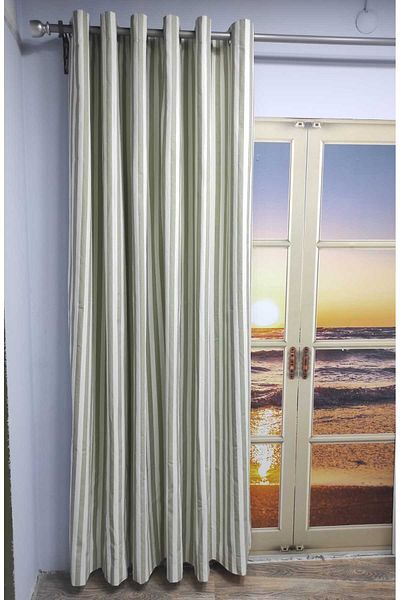 Evcimenhome Rustic Curtain (Lined) Linen Fabric. Eyelet Metal Ring 220Cmx230Cm Linegreen
