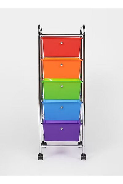 Cady One Rolling storage cart with 5 plastic drawers on wheels
