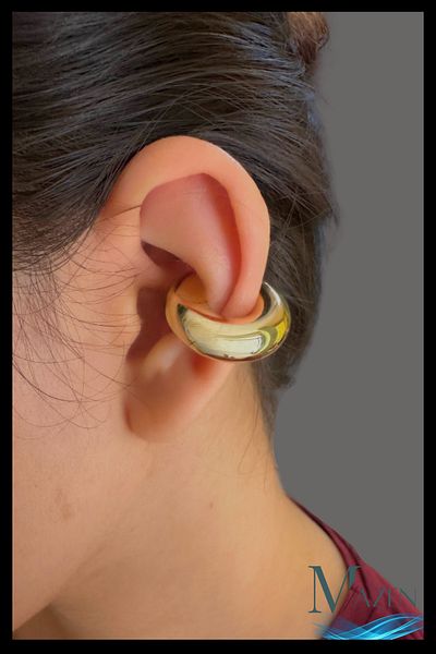 MAZEN Thick Form C Cartilage Earring |   Gold Color |   Non-Perforated Plug-In |   Women's Earcuff |   Stylish, Modern 2.5 cm