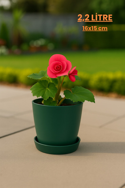 Melkan Home Modern Begonya Saksı 2,2 Litre Tabaklı Çiçek Saksısı – İç ve Dış ...