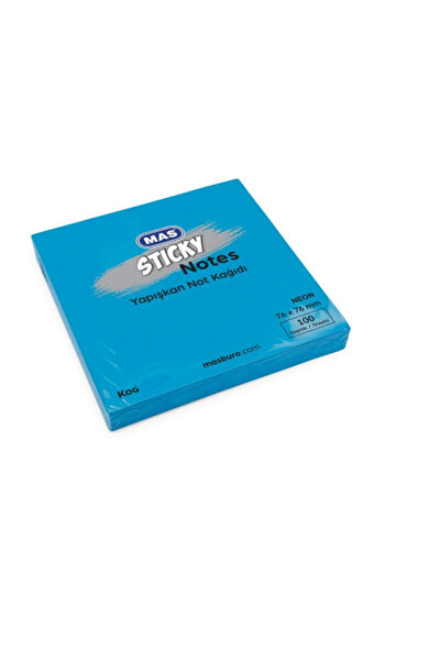 Mas ورق ملاحظات لاصق 76 × 76 نيون 100 ورقة أزرق 3658M (عبوة من 12 قطعة)