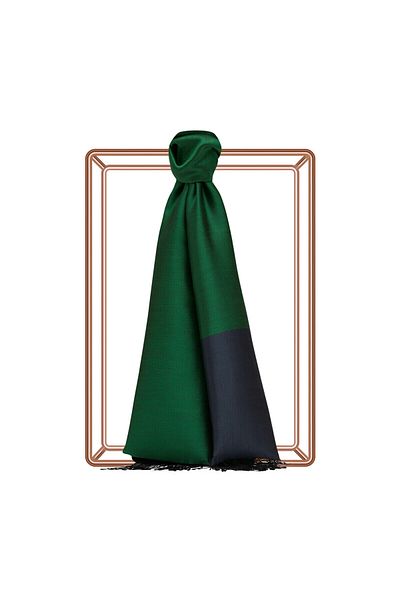 ipekevi Emerald Navy Blue Double Sided Prime Silk Shawl