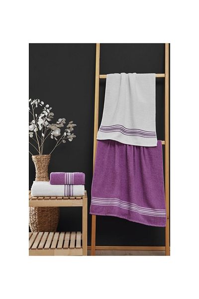 Home 4-Piece Bath Towel Set Elvin - (2 Pieces 70X140 + 2 Pieces 50X90)