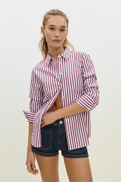 Stradivarius Basic striped poplin shirt with pocket