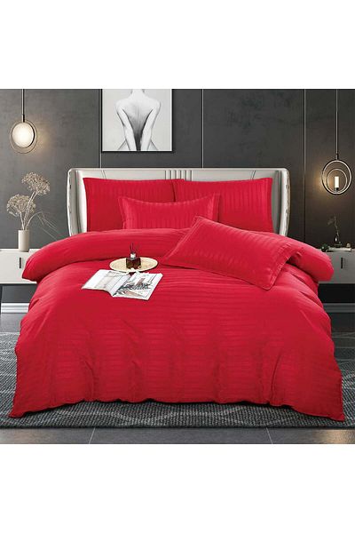 trendyhome Double Bed Linen, Damask Finet Elegance, 6 Pieces, UNI, Red, J15552