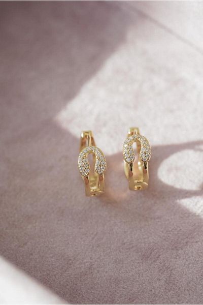 AŞIK ACCESSORIES Stoned Needle Earrings