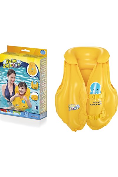 BESTWAY سترة نجاة لألعاب الشاطئ باللون الأصفر مقاس 51 × 46 سم Bw32034