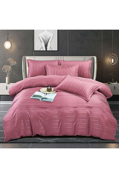trendyhome Double Bed Linen, Damask Finet Elegance, 6 Pieces, UNI, Powder Pink, J15557