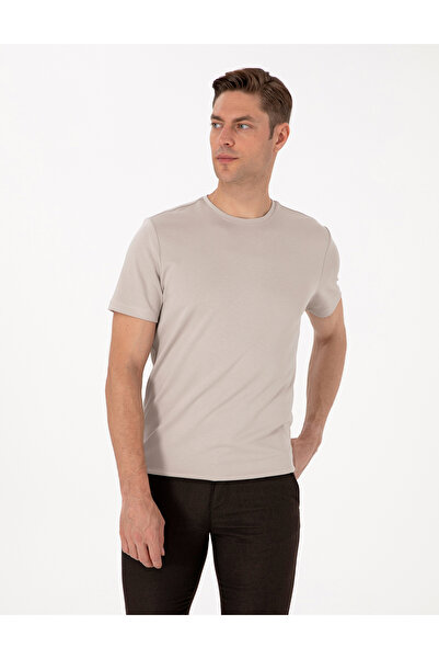 Pierre Cardin Taş Regular Fit Kalın Dokulu Bisiklet Yaka Basic Tişört 50318130-VR049
