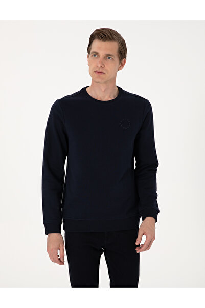 Pierre Cardin Lacivert 3 İplik Regular Fit Bisiklet Yaka Basic Sweatshirt 50314978-VR033