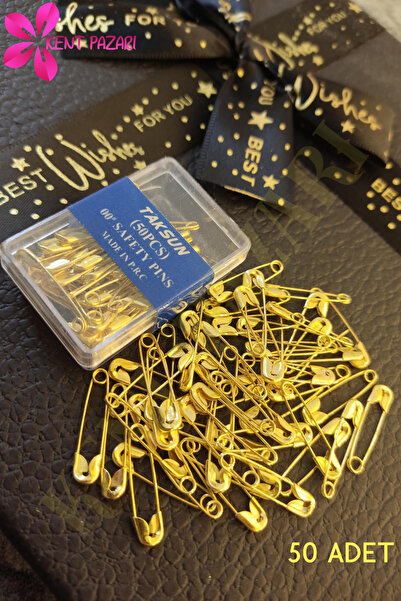 Kent Pazarı Mini Çatal Iğne–50 Adet | 2 Cm | Sarı Renk Çengelli-kancalı Iğne | Pratik Ve Dayanıklı Sabitleyici