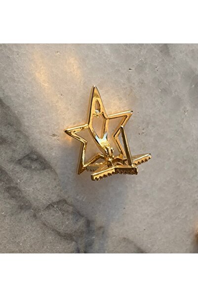 JEWELRY Altın Kaplama Yıldız Model İki Taraflı Küpe 14K Rengindedir