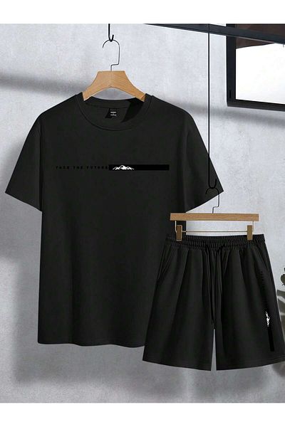 ACTIVE MODA - Men's Short Sleeve Tshirt - Shorts 2-Piece Set 1St Class Quality Cotton Fabric Oversize Printed
