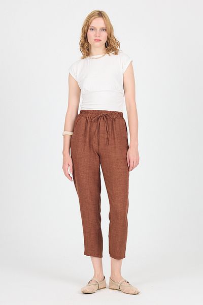 Rays Coffee Cotton Elastic Waist Straight Leg Straight Leg Trousers 4800
