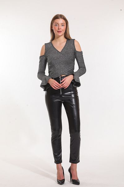 Sense Leather Leggings with Zipper Detail Pnt33316 Black