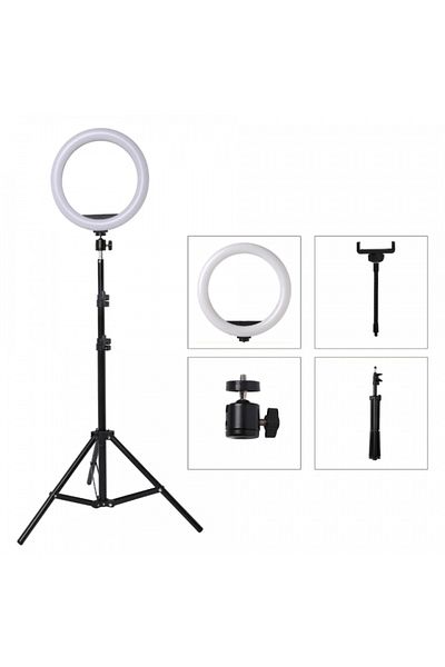 Blasko Lampa circulara LED 50W cu trepied reglabil 155cm si suport selfie pentru telefon, iluminare profesi