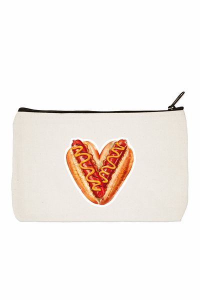 designedfy Τσάντα μακιγιάζ με στάμπα Hot Dog Heart