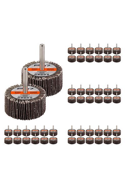 Lawazim Pro7 Sanding Flap Wheel 50pcs -50x25mm 320 Grit, 6mm Shank for Drill, Metal & Wood Polishing
