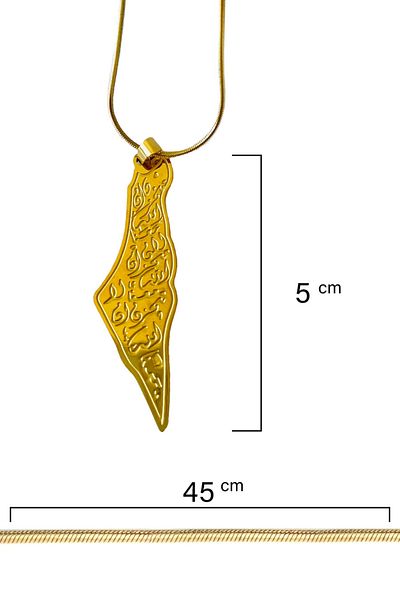 Zaytoon Palestine Map Inside "Lord Don'T Forsake Us" Stainless Chain Unisex Necklace 44cm J300015