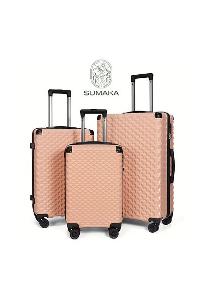 SUMAKA ABS+PC Travel Luggage - Set of 3 pcs 20"+24"+28" inches, Removable Wheels, 360° universal wheels