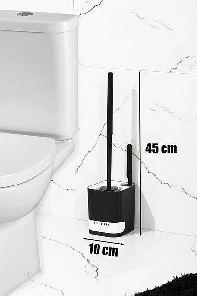 Tilbe Home Βούρτσα καθίσματος τουαλέτας Μπάνιου Τουαλέτας WC Βούρτσα καθαρισμού 2 τεμαχίων Βούρτσα καθαρισμού με δοχείο που δεν χυθεί νερό Μαύρο