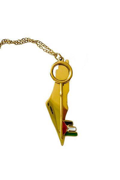 Zaytoon Palestine Map with Key Stainless Plated Chain Unisex Necklace 44 cm J300016