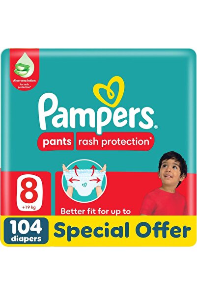 Pampers Rash Protection Pants Diapers, Size 8, 19+kg, with Aloe Vera, 360° Le...