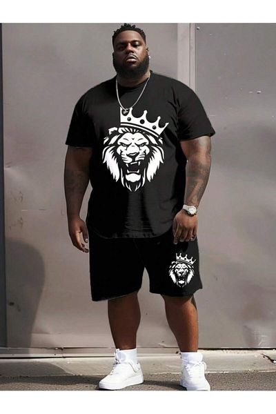 ACTIVE MODA - Men's Short Sleeve Tshirt - Shorts 2-Piece Set 1St Class Quality Cotton Fabric Oversize Printed