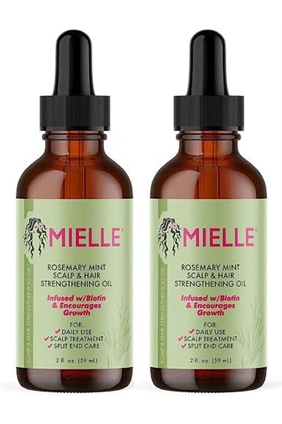 mielle organics Rosemary Mint Growth Oil 2 oz (Pack of 2), and Strengthening Hair Masque 12 oz, Sulf