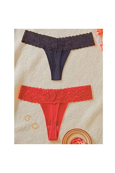 N NOXXO Plus Size Women's 2-Piece Lace Thong Nnoxxo0053B