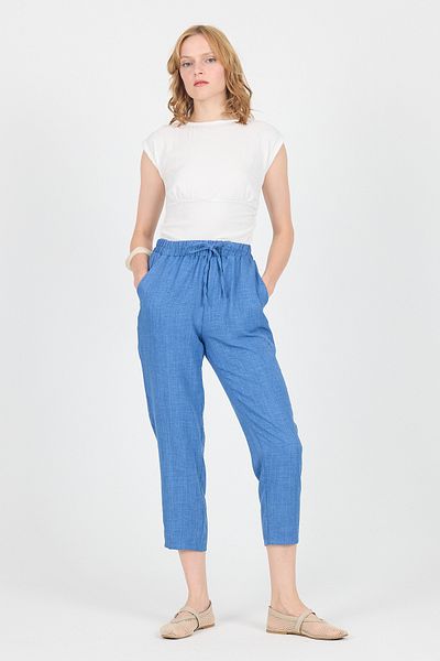 Rays Indigo Cotton Elastic Waist Straight Leg Straight Leg Trousers 4800